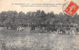 36-VALENCAY- LES GRANDES MANEUVRES DU CENTRE 1908, L'ARTILLERIE ALLANT SE CACHER EN FORÊT DE GÂTINES - Autres & Non Classés