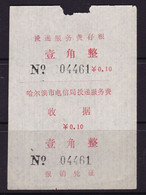 CHINA CHINE CINA HEILONGJIANG HAIRBIN 150000 投递服务费 Delivery Service Fee 0.10 YUAN - Unclassified