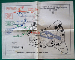 Paris - Métro Métropolitain - Plan Guide Du Réseau Et Plan De L'exposition Coloniale Au Verso - Otros Planes