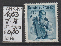 1958 - ÖSTERREICH - FM/DM "Österr. Volkstrachten" 10g Schw'blau - ** Postfrisch - Siehe Scan (1053    At) - 1945-60 Ongebruikt