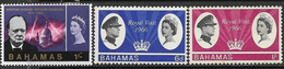 Bahamas  1966  Sc#227-9   Royal Visit Set & 1sh Churchill  MLH  2016 Scott Value $3.85 - 1963-1973 Ministerial Government