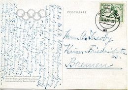 48421 - Deutsches Reich - 1936 - Ansichtskarte BERLIN NW7 As -> Bremen - Sommer 1936: Berlin