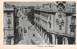 09424 "TORINO - VIA CERNAIA - ANNI '30 DEL XX SECOLO" ANIMATA - TRAMWAY - CART. ILL. ORIG. NON SPED. - Places & Squares