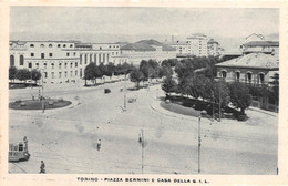 09425 "TORINO - PIAZZA BERNINI E CASA DELLA G.I.L. - ANNI '30 XX SECOLO" ANIMATA - TRAMWAY - CART. ILL. ORIG. NON SPED. - Lugares Y Plazas