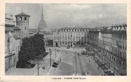 09426 "TORINO - PIAZZA CASTELLO - ANNI '30 XX SECOLO" ANIMATA - TRAMWAY - AUTO - CART. ILL. ORIG. NON SPED. - Places & Squares