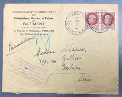 France N°517 (x2) Sur Enveloppe Par Pneumatique 26.3.1943 - (A1011) - 1921-1960: Période Moderne