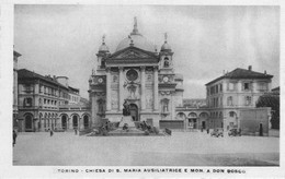 09427 "TORINO - CHIESA DI MARIA AUSILIATRICE E MONUMENTO A DON  BOSCO - ANNI '30 XX SECOLO" CART. ILL. ORIG. NON SPED. - Kirchen