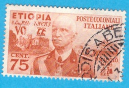 ETI015 ETIOPIA 1936 EFFIGIE DI VITTORIO EMANUELE III CENT 75 SASSONE NR 6 USATO - Aethiopien