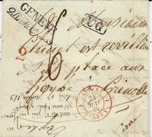 1839- Lettre De GENEVE / 24 Mai 1939  + L G Encadré Noir = Entrée SUISSE 1 FERNEY 1 Rouge - Entry Postmarks