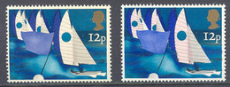 GB 1975 Sailing 12 P U/M ERROR/VARIETY: ROSE COLOUR + PHOSPHOR MISSING - Varietà, Errori & Curiosità