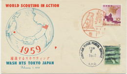 USA 1959, Rare SCOUTING-Special Flight With ARMY-AIR FORCE POSTAL SERVICE „USA – TOKIO, Japan“ W. TWO-COUNTRIES-POSTAGE - Briefe U. Dokumente
