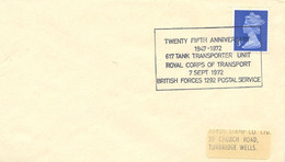 GB "TWENTY FIFTH ANNIVERSARY 1947-1972 617 TANK TRANSPORTER UNIT ROYAL CORPS - Covers & Documents