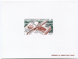 ST PIERRE ET MIQUELON EPREUVE DE LUXE DU N°470 ** 450éme ANNIVERSAIRE DE LA DECOUVERTE DE ST PIERRE ET MIQUELON PAR..... - Imperforates, Proofs & Errors