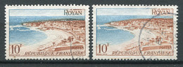 21053 FRANCE N°978 ° 10F Royan : Bleu Sur La Côte Et Sur Les Lettres + Normal  1954  TB - Usados