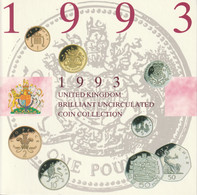 GREAT BRITAIN 1993 Annual Coin Collection: Set Of 8 Coins (in Pack) BRILLIANT UNCIRCULATED - Nieuwe Sets & Proefsets