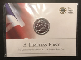 GREAT BRITAIN 2013 GBP20 St George & Dragon: Single Silver Coin (in Pack) BRILLIANT UNCIRCULATED - Maundy Sets & Commemorative