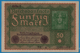 DEUTSCHES REICH 50 Mark  24.06.1919 Série PE A # 901865  P# 66 Reihe 1 - 50 Mark