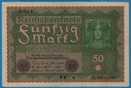 DEUTSCHES REICH 50 Mark  24.06.1919 Série PF A # 868100  P# 66 Reihe 1 - 50 Mark