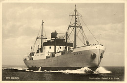 M/F WARUN * Carte Photo * Bateau Stockholm Suède Sverige Paquebot Commerce Marine Marchande ? - Autres & Non Classés