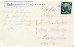 48522 - Deutsches Reich / Elsass - 1940 - 6Pfg. Hindenburg EF A. Ans.-Kte. HARTMANNSWEILERKOPF -> Kiefersfelden - Otros & Sin Clasificación