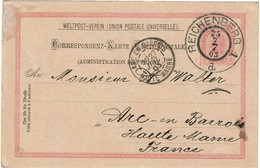 CTN67/ETR/2 - EMPIRE AUTRICHIEN - CARTE POSTALE REICHENBERG / ARC EN BARROIS 25/7/1903 - Sonstige & Ohne Zuordnung