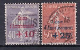 1928 - YVERT N° 249/250 OBLITERES !  - COTE = 40 EUR. - SEMEUSE CAISSE AMORTISSEMENT - 1927-31 Cassa Di Ammortamento