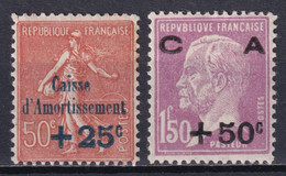 1928 - YVERT N° 250/251 * MH !  - COTE = 95 EUR. - SEMEUSE + PASTEUR CAISSE AMORTISSEMENT - 1927-31 Cassa Di Ammortamento