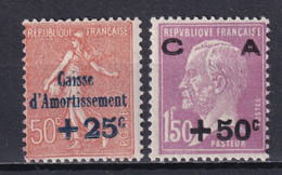 1928 - YVERT N° 250/251 ** MNH !  - COTE = 195 EUR. - SEMEUSE + PASTEUR CAISSE AMORTISSEMENT - 1927-31 Caisse D'Amortissement