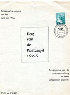 1965 Programma Tentoonstelling Land Van Waas Met De Postmerken Voor 1880 Land Van Waas - A4 35gr - 10 Blz - Prephilately