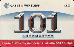 PANAMA  -  Phonecard   - Cable & Wireless   - 101 AUTOMATICO  -  B/. 3.00 - Panama