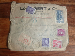 Lettre Recommandée Atypique : Placement Des Timbres, Cachets De Cire, Valeur... Année 1940, Cf Photos. - Used Stamps