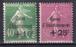 1929 - YVERT N° 253/254 ** MNH ! - COTE = 125 EUR. - SEMEUSE CAISSE AMORTISSEMENT - 1927-31 Sinking Fund