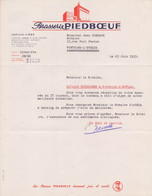 1953: Lettre De La ## Brasserie PIEDBOEUF S.A., JUPILLE-LIÈGE ##  à ## Mr. GOBEAUX à FONTAINE-l'ÉVÊQUE ## - Lebensmittel