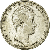 Monnaie, États Italiens, SARDINIA, Carlo Alberto, 5 Lire, 1844, Torino, TTB - Piémont-Sardaigne-Savoie Italienne