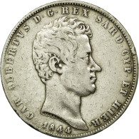 Monnaie, États Italiens, SARDINIA, Carlo Alberto, 5 Lire, 1844, TB+, Argent - Piemont-Sardinien-It. Savoyen