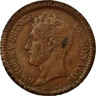Monnaie, Monaco, Honore V, Decime, 1838, Monaco, TTB+, Laiton, KM:97.1a - Charles III.