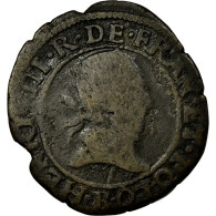 Monnaie, France, Double Tournois, 1582, Rouen, B+, Cuivre, Duplessy:1152 - 1574-1589 Hendrik III