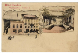 WOLLISHOFEN: Hotel Hirschen, 2-Bild-AK ~1900 - Wollishofen