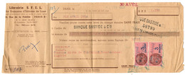 Timbres Fiscaux 3 F 1954 Sur Lettre De Change 1954 Banque BASTIDE - Autres & Non Classés