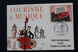 1990 " CARTE TCV" LILLE SALON DU TOURISME ET DE LA MUSIQUE  CACHET COMMEMORATIF 30/03/1990 Y&T NO 1459 PAIRE 2239 - Otros & Sin Clasificación