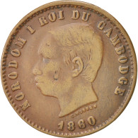 Monnaie, Cambodge, 10 Centimes, 1860, TTB, Bronze, KM:M3 - Cambodge