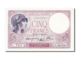 Billet, France, 5 Francs, 5 F 1917-1940 ''Violet'', 1940, 1940-11-28, SPL - 5 F 1917-1940 ''Violet''