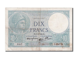 Billet, France, 10 Francs, 10 F 1916-1942 ''Minerve'', 1940, 1940-11-07, TB+ - 10 F 1916-1942 ''Minerve''