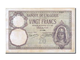 Billet, Algeria, 20 Francs, 1928, 1928-09-14, SUP - Algérie