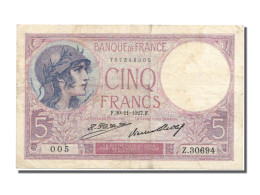 Billet, France, 5 Francs, 5 F 1917-1940 ''Violet'', 1927, 1927-11-30, TTB+ - 5 F 1917-1940 ''Violet''
