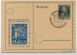 P965 ZC/01 Postkarte ZUDRUCK Ausstellung PLAUEN 1948  Kat. 10,00€ - Entiers Postaux