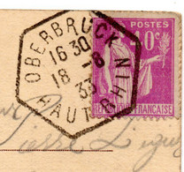 1933-Beau Cachet Hexagonal (Recette Rurale) -Traits Pleins-OBERBRUCK--68 ..type Paix Sur Carte Postale Ballon D'Alsace - Manual Postmarks