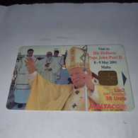 Malta-(MLT-208)-pope's Visit 3-(30)-(38units)-(00268828)-(look Out Side Chip)-used Card+1card Prepiad Free - Malte