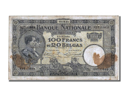 Billet, Belgique, 100 Francs-20 Belgas, 1928, 1928-08-28, TB+ - 100 Franchi & 100 Franchi-20 Belgas