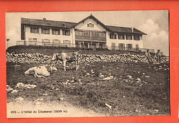 ZLF-04  L'Hôtel Du Chasseral, Troupeau De Vaches, ANIME. Tampon De L'Hôtel. Cachet St.-Imier 1914.Phototypie 4932 - Saint-Imier 